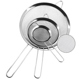 Anaeat Fine Mesh Strainers - Premium Stainless Steel Colander Sieve Sifters, with Durable Mesh and Sturdy Handle, Excellent for Sifting Dry Ingredients, Flour, Pastas, Rice, Tea (8cm+14cm+20cm)