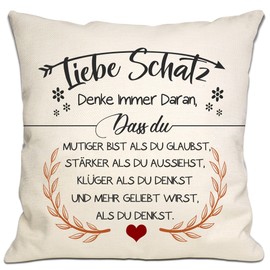 Bommex Du mutiger bist als du glaubst Cushion Covers for Girlfriend Wife Inspirational Gift for Love Sweetheart Birthday Valentine's Day Anniversary (Love Sweetheart 1)