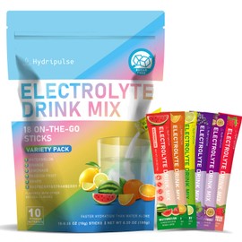 HydriPulse Electrolytes Powder Packets - Sugar Free, Naturally Flavored, 10 Electrolyte & Vitamins Electrolyte Drink Mix - Variety Pack 6 Flavors, Keto Friendly, Vegan, Non- GMO, 18 Packets