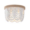 AMZASA White Boho Wood Beaded with Hemp Rope Flush Mount