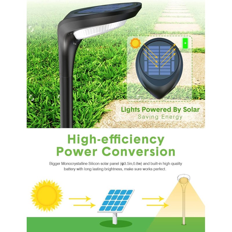 OSORD Solar Pathway Lights,【2 Pack】 Solar Garden Lights Outdoor Waterproof