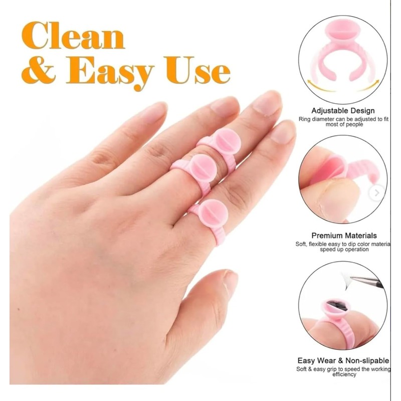 100 Piezas Anillos Desechables para Pegamento de Pestañas o Tinta
