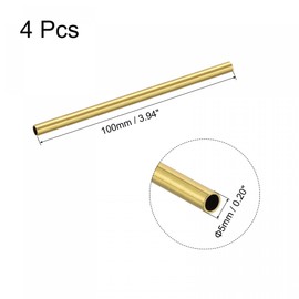 sourcing map Brass Round Pipe 5 mm Outer Diameter 0.5 mm Wall Thickness 100 mm Length Pack of 4