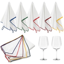 QUYLIXX 5 Pcs Wine Glass Polishing Cloths Large Microfiber Cleaning Cloths 20 x 14 Inch Lintless Towels for Drying Wine Glasses Cleaning Window Stemware Dishes Glassware (5 Colors)