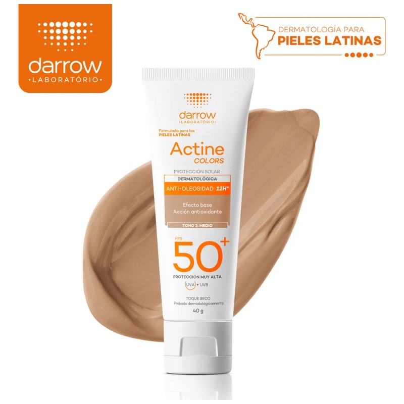 Protector Solar Dermatológico Facial Actine Colors Medio Fps50 40g Darrow