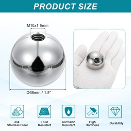 PATIKIL M12x38mm Ball Nuts Knob, 1pcs 304 Stainless Steel Round Solid Blind Hole Decorative Screw Cap Cover Machinery Handle Hardware
