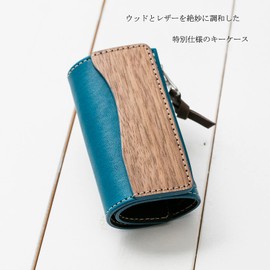 VARCO REAL WOOD Key Cover 2 Key Case, Keyless, Smart Key, Men's, Women's, Genuine Leather, Natural Wood, Leather, Made in Japan, yellow (mustard)
