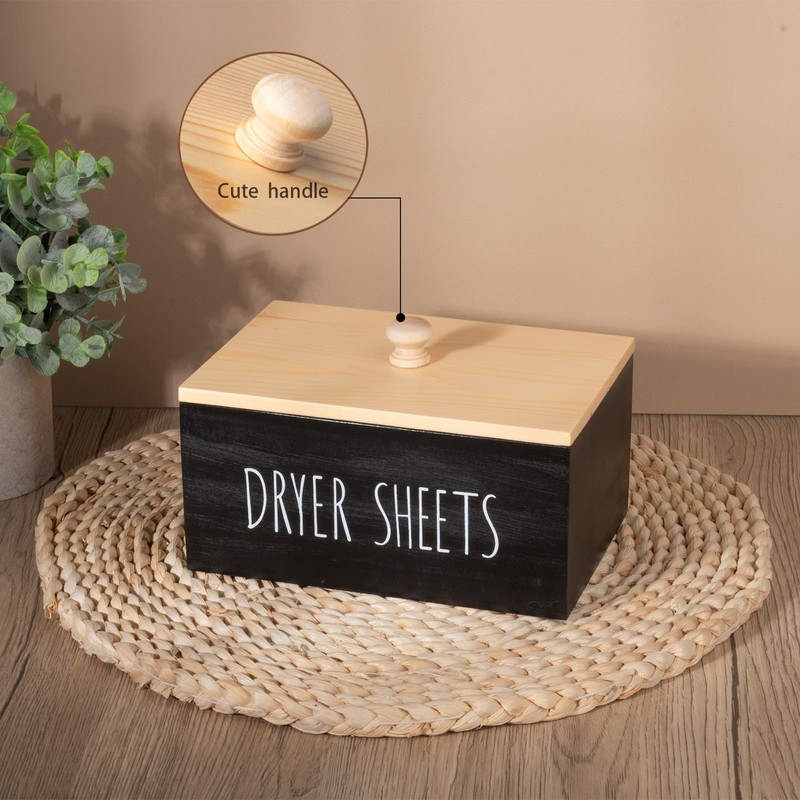 zoocatia Laundry Room Decor Dryer Sheet Container Wood Detergent Dispenser