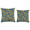 Smarty Pants Designs Modern Sunflower Floral Pattern Throw Pillow, 16x16,