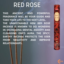 HEM Incense sticks RED ROSE Pack of 6 with DHS incense stick holder for Aromatherapy, Incense Spa, Yoga, Meditation, Healing, Spirituality and Relaxation…