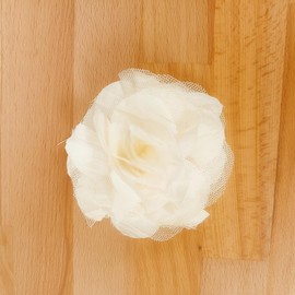 stylesilove Women Multi-Layer Fabric Tulle Flower Hair Clip Elegant Rose Alligator Hair Barrettes (Ivory)