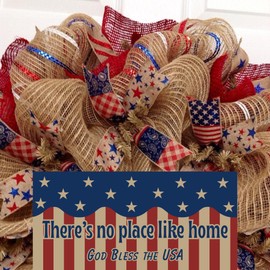 Patriotic There's No Place Like Home Handmade Burlap Deco Mesh Wreath 24 inch or 28 inch diameter