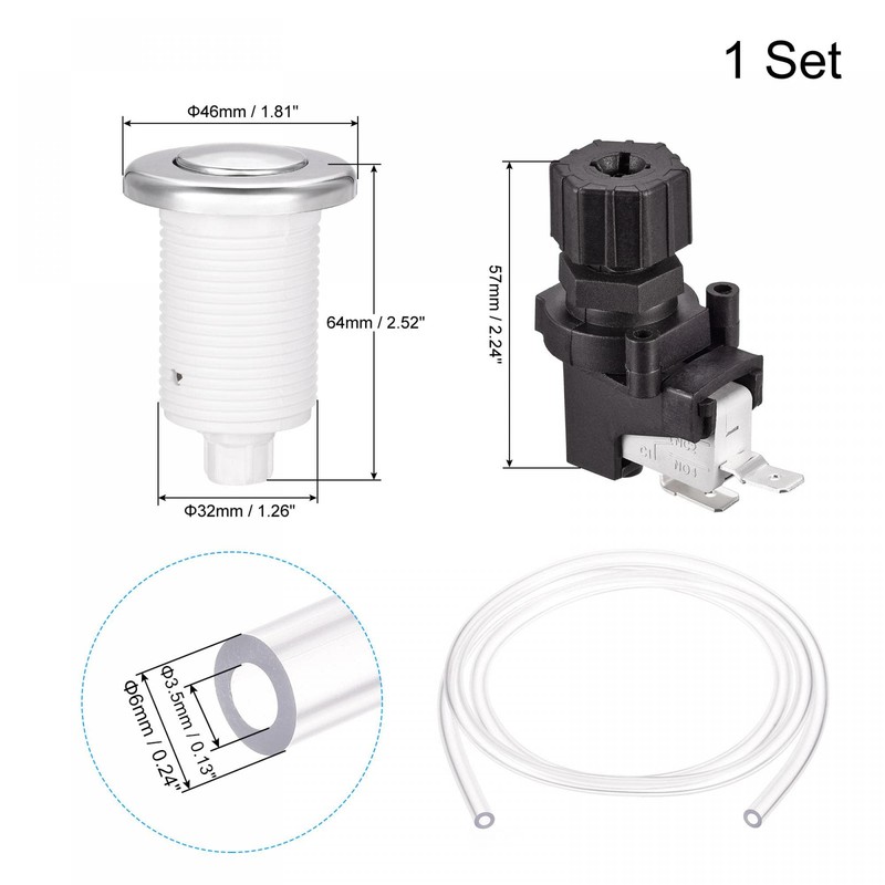 sourcing map Garbage Disposal Air Switch Button 32mm Dia for