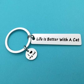 Nekoki Cat Lover Keychain Gift Life is Better with A Cat Keychain Cat Owner Gift Christmas Birthday Mothers Day Fathers Day Gift Cat Keychain Gift for Cat Mom Cat Dad