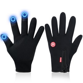 TECH-PI Cycling Gloves For Men and Women Waterproof Thermal Gloves Winter Warm Gloves Touch Screen Gloves Bike Accessories For Outdoor Sports Running Hiking Dog Walking (M)