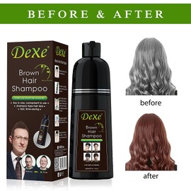 Instant hair shampoo, hair dye shampoo for men and women - 100% grey coverage - quick and easy - lasts 30 days 3 in 1 black hair dye (Bottled Brown)