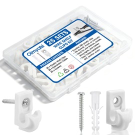 25 Sets Wire Shelf Clips, Down Wall Clips with Screws & Anchors - Plastic Heavy Duty Wall Clips for Closet Shelf Brackets, Wire Shelving Accessories (White)
