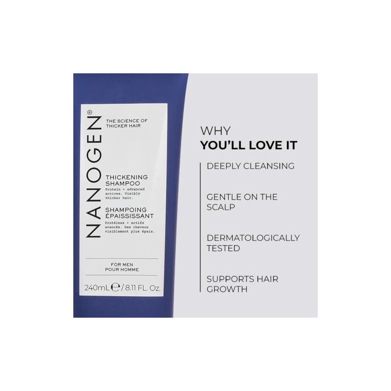 Nanogen Thickening Shampoo for Men, Thinning and Fine Hair, 240
