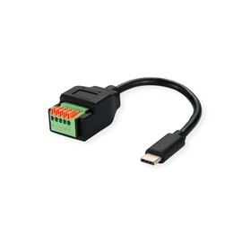 ROLINE Kabeladapter USB-Typ-C Stecker zu 5-Pin-Klemmleiste, (Drucktasten), 15 cm
