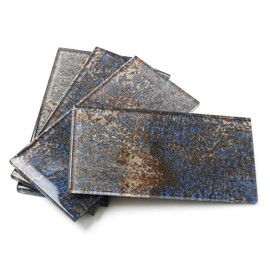 Blujellyfish Glass Subway Tile 3x6 Inch Antique Blue Tiles for Kitchen Backsplash Bathroom Accent Wall Glass Mosaic Tile (Pack of 20)