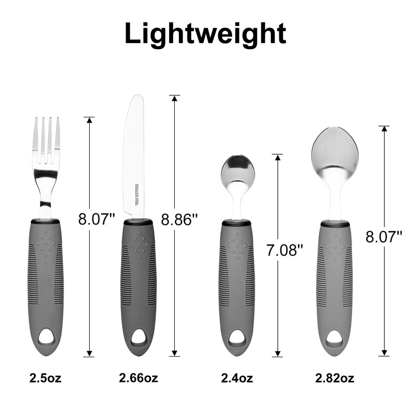 HoEase Adaptive Utensil Set - Arthritis Aid Silverware for The