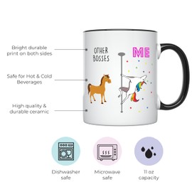 YouNique Designs Boss Mug, 11 Ounces, White, Unicorn Mug, Boss Gifts, Boss Lady Gifts, Thank You Gifts for Boss Lady (Black Handle)