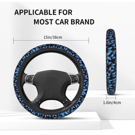 Blue Butterfly Steering Wheel Cover - Beautiful Butterfly Steering Wheel Car Accessories Universal 15 Inch Steering Wheel Cover Women Men Anti Slip Breathable Wheel Cover