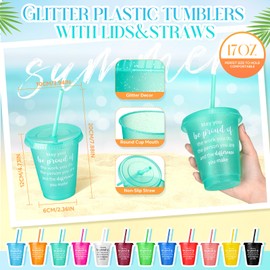 Domensi 60 Pcs 120 Employee Appreciation Tumbler Gifts Bulk 17oz Thank You Gift Plastic Cups with Lids Straws Colorful Reusable Inspirational Cups for Coworker Teacher Staff Team (Multicolor)