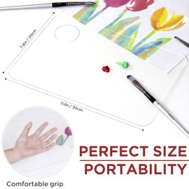 Acrylic Rectangle-Shaped Palette 2pcs 11.8 x 7.9 inches Transparent - Crystal Clear Blend Paint Non-Stick Acrylic Watercolor Oil Paint Mixing Tray - Comfortable to Hold & Easy to Clean for DIY Artist