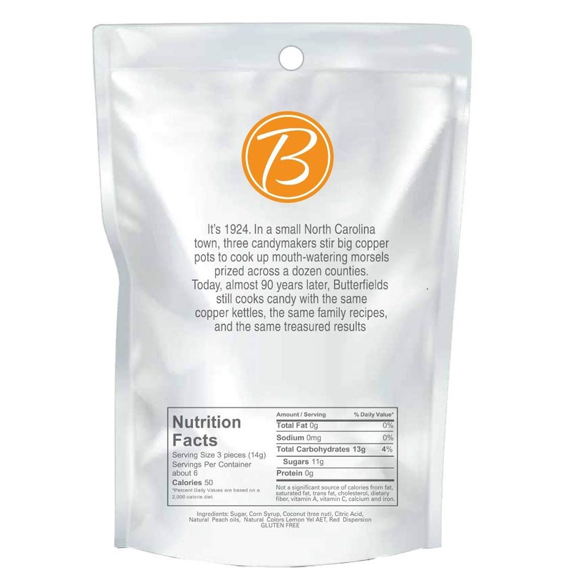 Butterfields Candy - Gourmet, Old-Fashioned PEACH Buds Hard Candy |