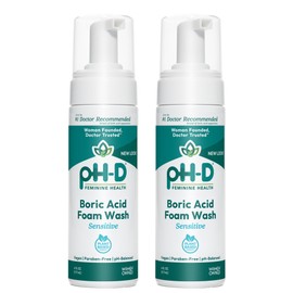 pH-D Feminine Health - Boric Acid Foam Wash - pH-Balanced, Paraben-Free, and Plant-based (Sensitive, 6 Fl Oz (Pack of 2))