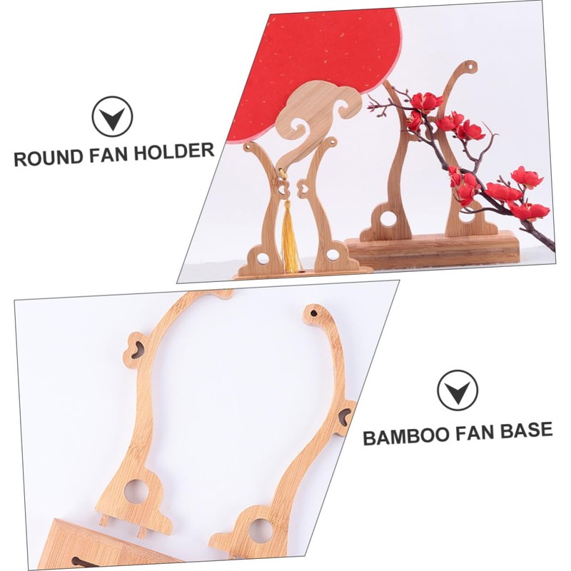 KONTONTY Round Fan Stand Traditional Chinese Style Fan Rack Easy