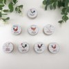JamJam Set of 8 1.8" Wooden Round Animals Chicken Rustic