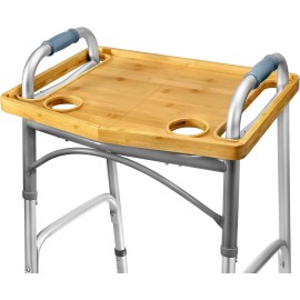 Medical king Walker Tray Mobility Table with Cup Holder Foldable Bamboo Tray for Eating