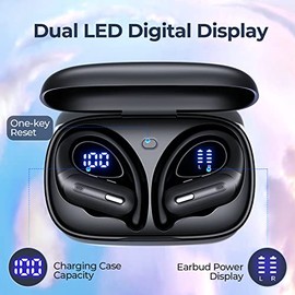 Auriculares inalámbricos con cancelación activa de ruido, auriculares Bluetooth de 90 horas de reproducción, con pantalla estéreo de alta resolución, 