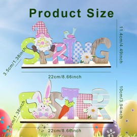 2Pcs Easter Table Decorations, Spring Easter Resurrection Scene Wooden Table Sign, Wooden Bunny Tabletop Decor for Dinner Party Indoor Decoration