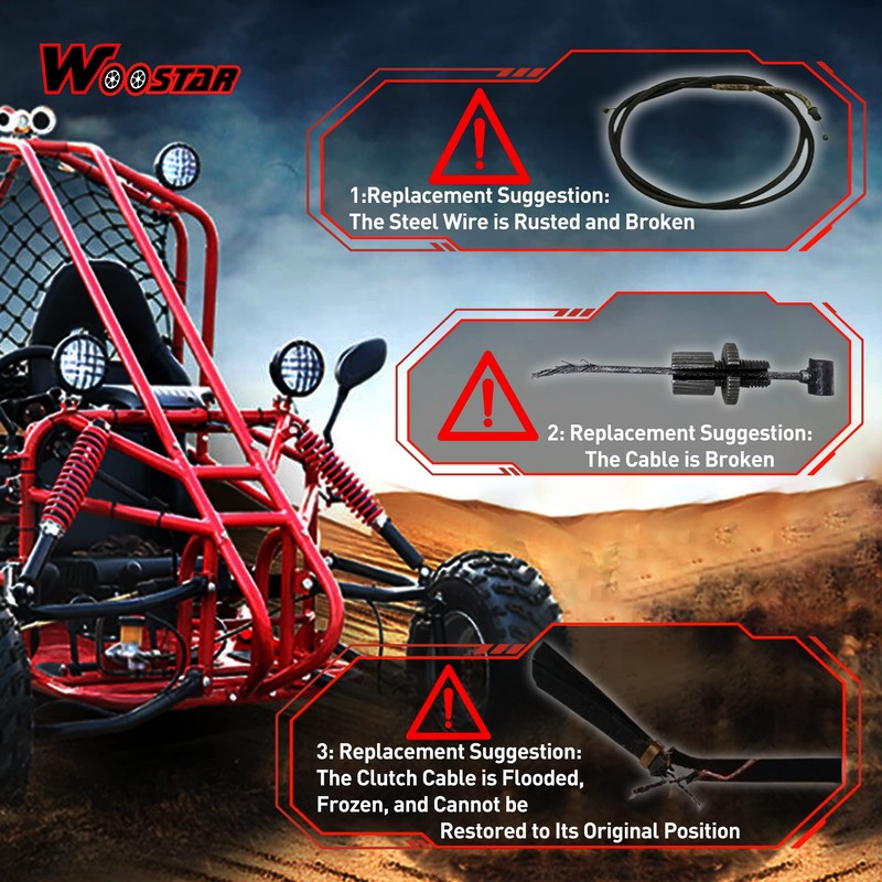 WOOSTAR 38.2" Clutch Cable with Adjuster Replacement for Apollo RFZ