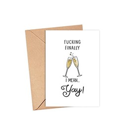 Averaze Funny Wedding Card - Congratulations Card - Fucking Finally - Marriage Card - Engagement Cards - Mature Adult Humor 5 x 7 inches