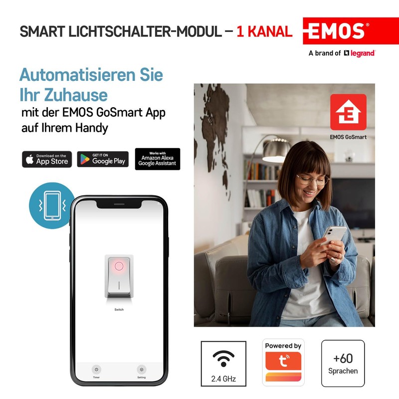 EMOS GoSmart - Smart Home Light Switch Module with App