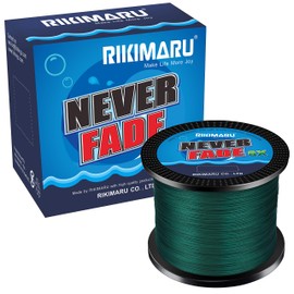 Rikimaru Never Fade 8X Braided Fishing Line 10-80LB 150-600Yds (600yds-Moss Green, 10LB-0.10mm(8 Strands))