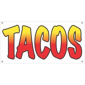 4LessCo 2x4 Feet TACOS Banner Store Sign Fabric Polyester With Grommets wb