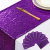 ShinyBeauty Purple Sequin Table Runners 12x108 Inches (Pack of 10)