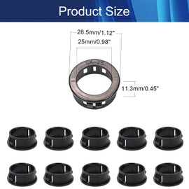 Heyiarbeit 100pcs 25mm Mounting Dia Nylon Snap in Cable Hose Bushing Grommet Protector for Wire Insulation Protection Black Tone