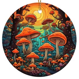 365RUSTIC 2 Side Printed Ceramic Magic Mushrooms Christmas Ornaments 2024, Mushroom Christmas Tree Ornaments, Colorful Keepsake Ornaments, Hippie Christmas Tree Decorations, Mushroom Keepsake Gifts