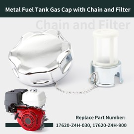 ALLCSM 17620-Z4H-030 Gas Fuel Tank Cap with Chain & Filter Replacement for Honda GX390 GX270 GX160 Engine, Metal Fuel Tank Lid for Predator 196cc 212cc for CT200U CT200UEX BT200X Replace 17620-Z4H-900