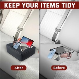 Car & Couch Cup Holder with Tuck-in Flap, PU Leather Backseat Organizer for Drinks, Phone, Snacks, Fits Sofa, Bed, Car Seat - MWNWMC