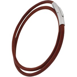 Clos Me Leather Anklet, Stainless Steel, Hypoallergenic, Tochigi Leather, Simple, Leather, Brown L