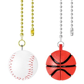 SHIFANQI Ceiling Fan Pull Chain, 2 Pack Basketball & Baseball Fan Pull Chain Extension,12 Inches Ball Beads Decorative Fan Pull Extenders with Connector for Ceiling Fan Light and Lamp