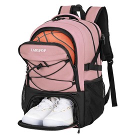 LARIPOP Gifts for Men,Basketball Backpack-Large Basketball Bag with Shoe Compartment and Ball Holder,Water Resistant for Sport Training Equipment Fits Soccer,Volleyball,Gym,Travel Gifts