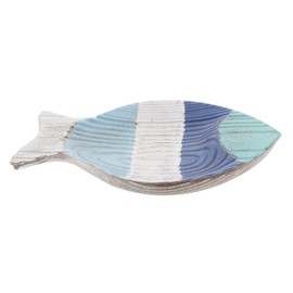 The Bridge Collection 9.5" Weathered Wood Striped Fish Tray - Fish Kitchen Items - Fish Holder for Beach, Cottage, or Coastal Decor